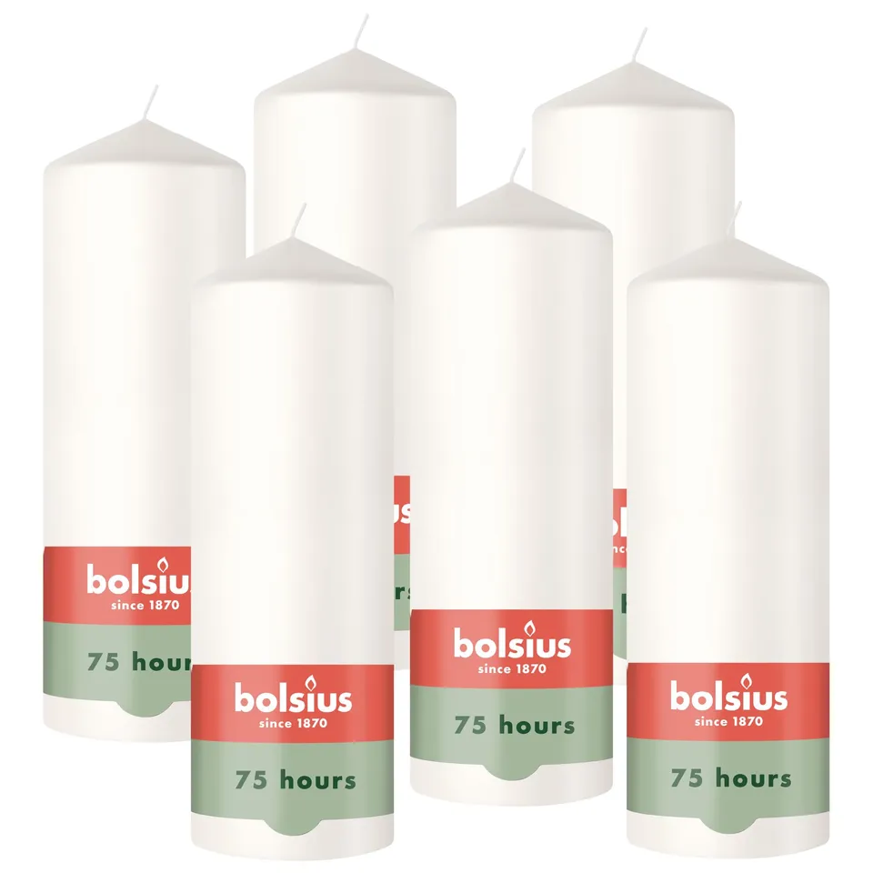 bolsius-pilier-bougie-blanche-lot-4-20x7cm-75h-lisse image 1