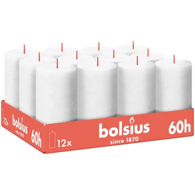 bolsius-bougies-rustiques-pilier-blanc-13-cm-lot-de-12 image 1
