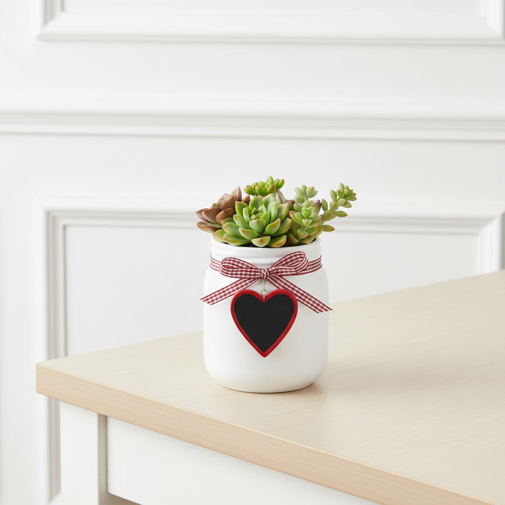 sia-deco-antica-coeur-cache-pot-argile-blanc-14-cm image 2