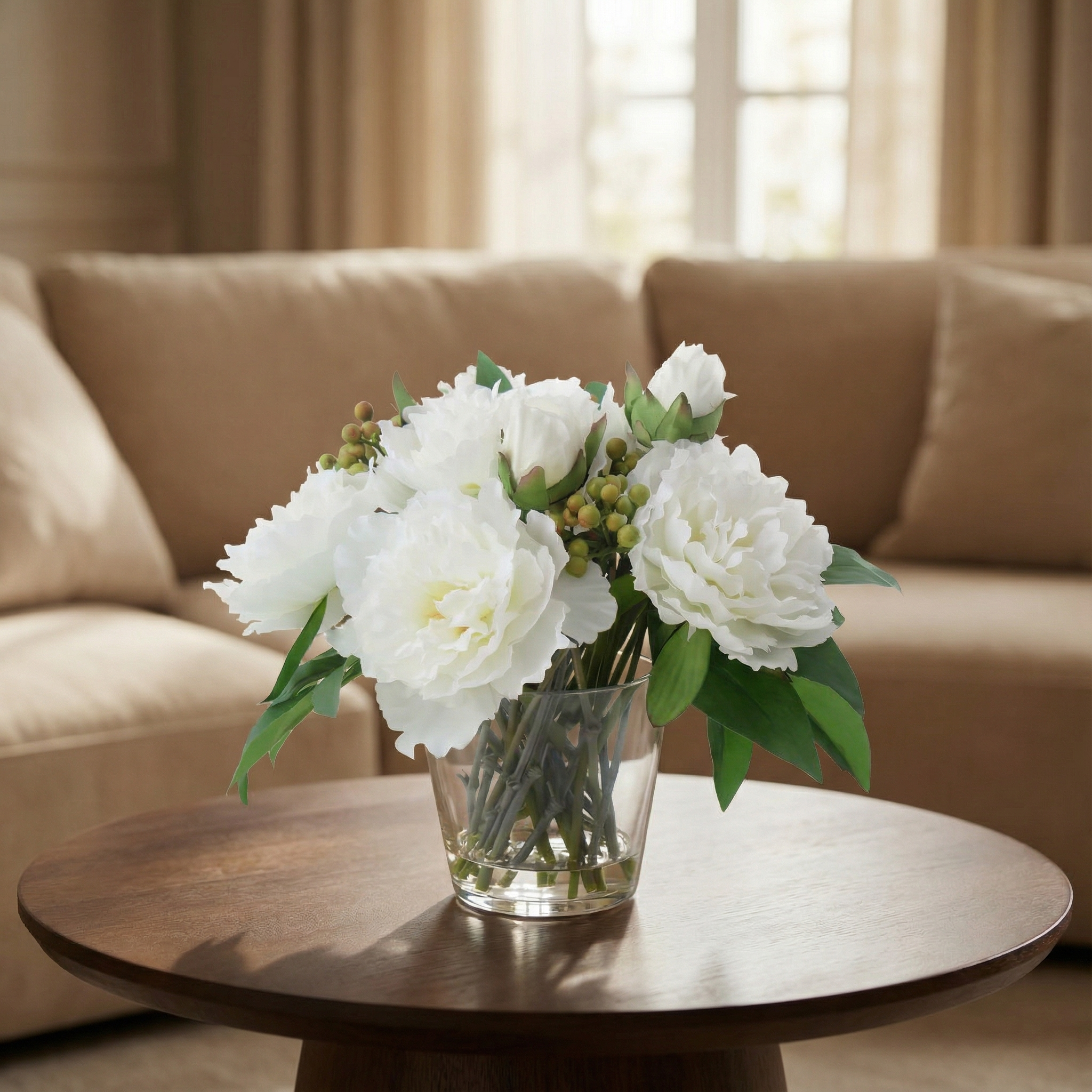 sia-deco-noah-composition-pivoines-fausse-fleur-blanc-26-cm image 2