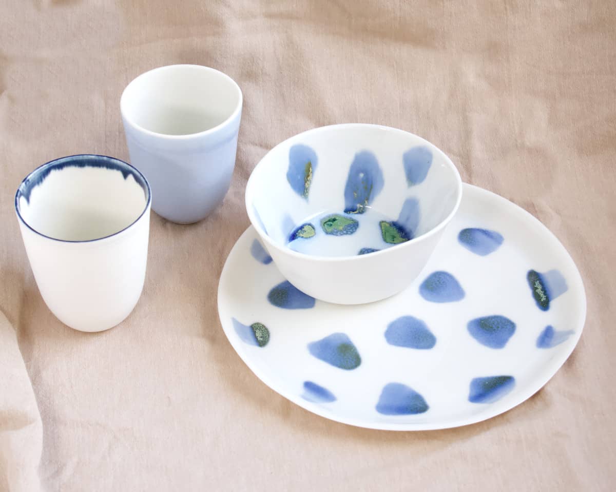 am-cla-bols-mugs-tasses-bol-porcelaine-blanc-tachet-bleu-vert image 6