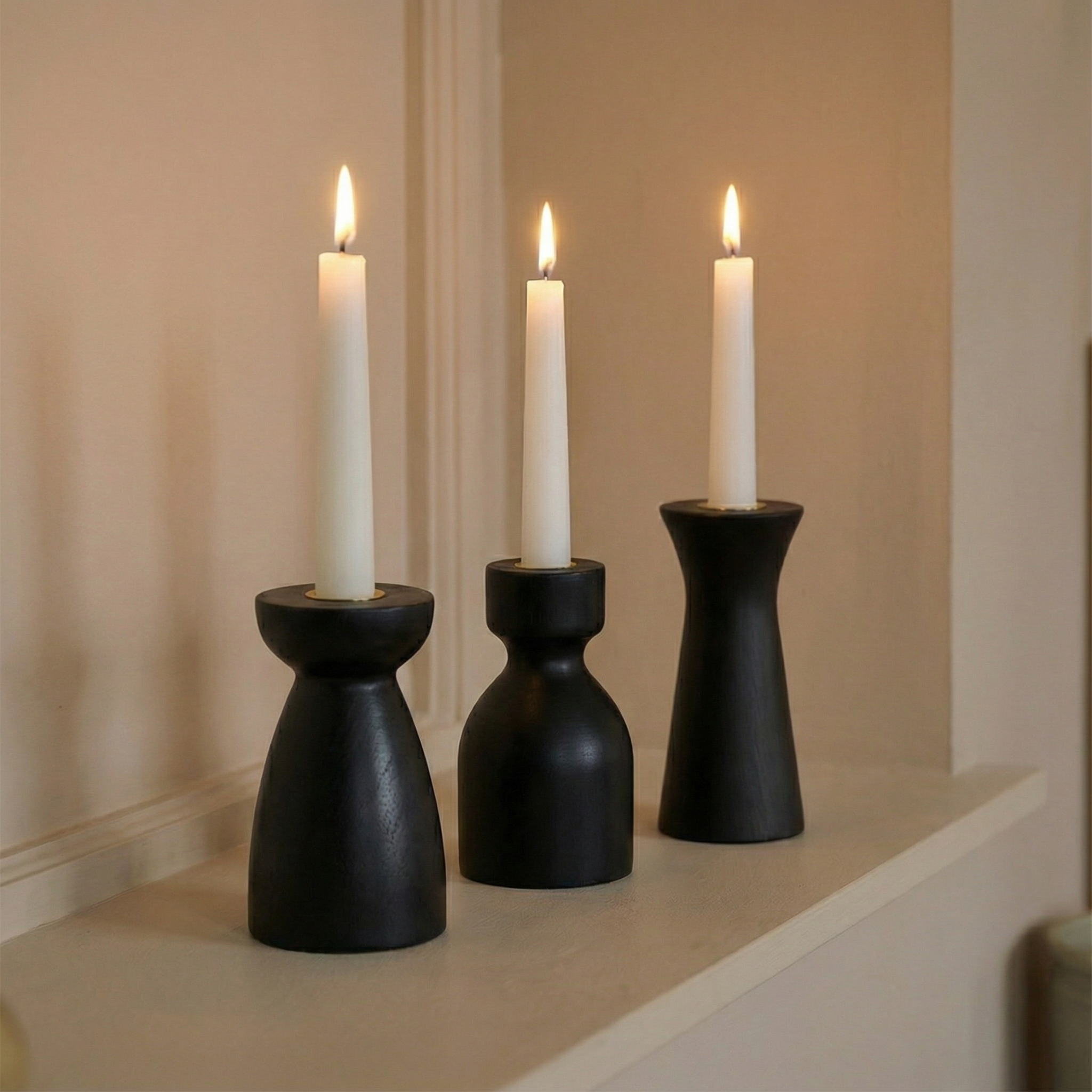 sia-deco-nora-elya-20-cm-bougeoir-bois-noir image 5