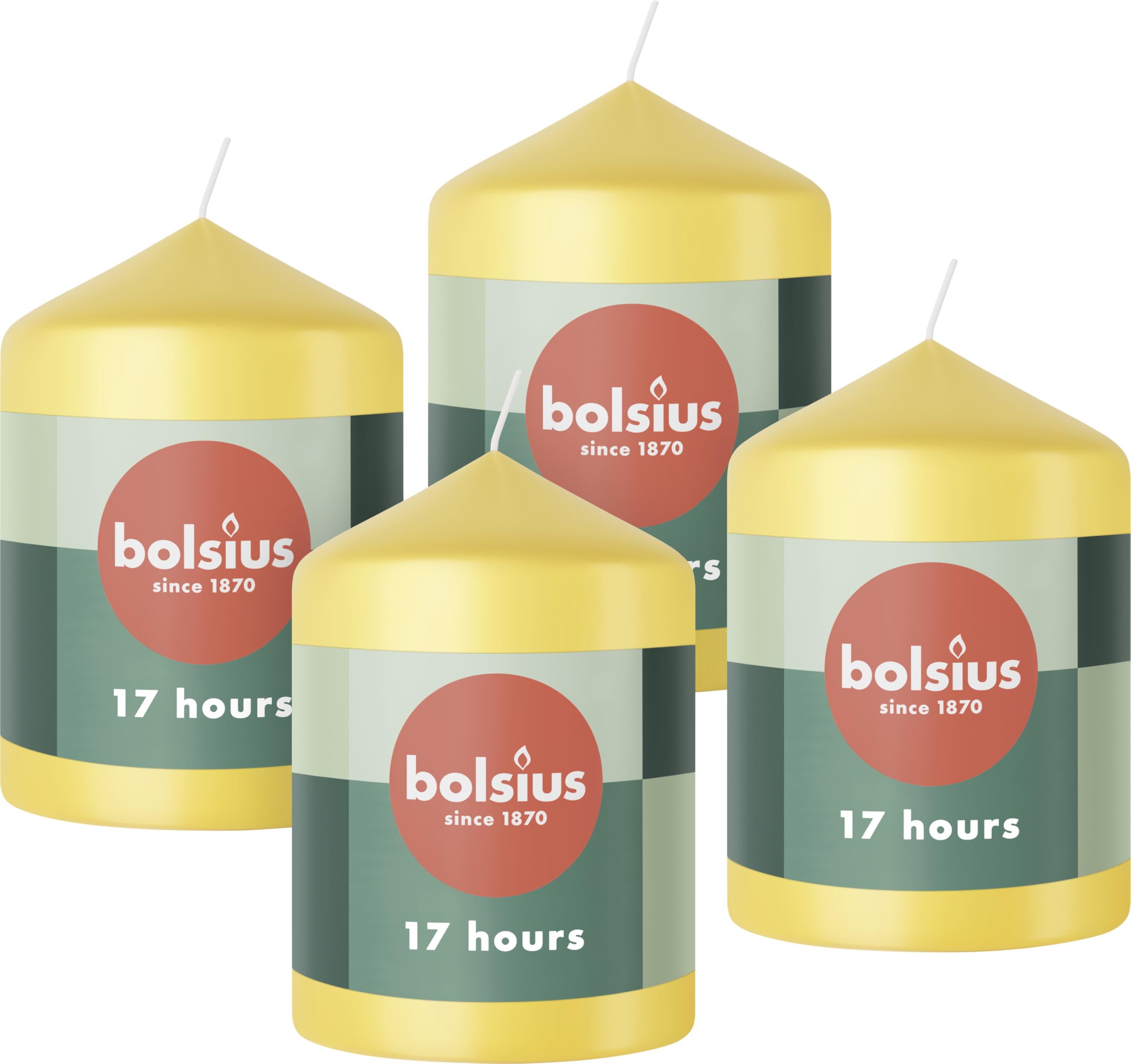 bolsius-piliers-lot-4-bougies-pilier-jaune-8x6cm image 1