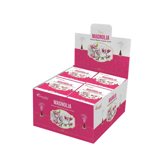 aromatika-vedic-incense-cones-c-nes-d-encens-magnolia-x120-floral image 1