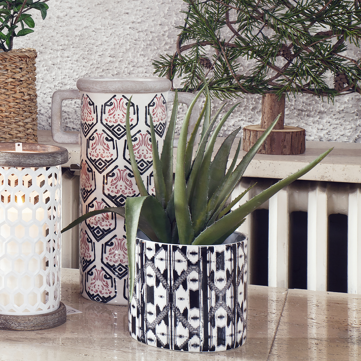 sia-antica-lily-cache-pot-fer-14-cm-noir-et-blanc image 2