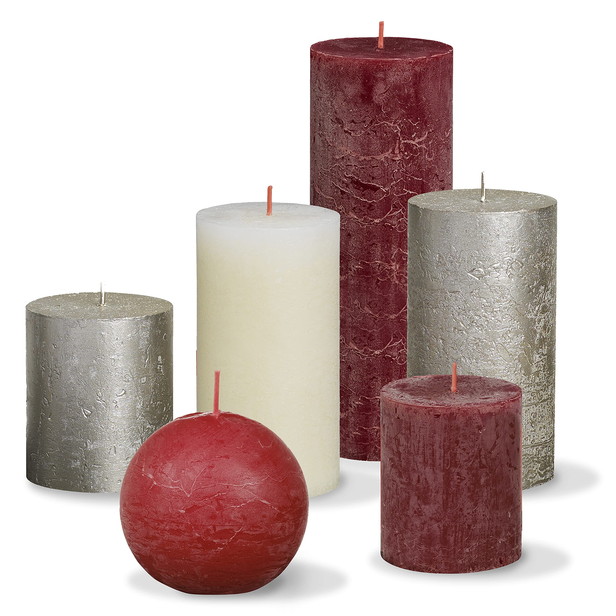 bolsius-bougies-rustiques-piliers-lot-de-6-vacances-d-hiver-cire-v-g-tale image 1