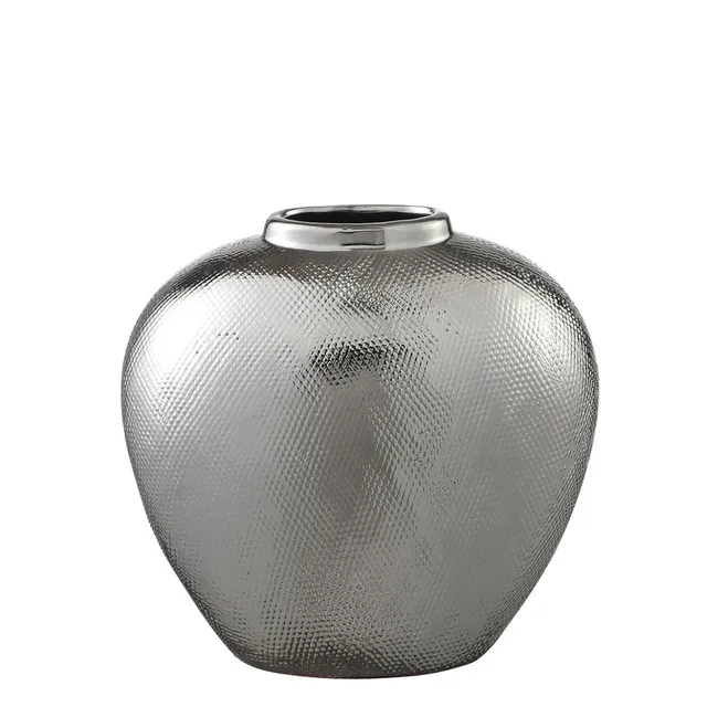 sia-antica-silver-vase-c-ramique-argent-27-cm-grand-brillant image 1