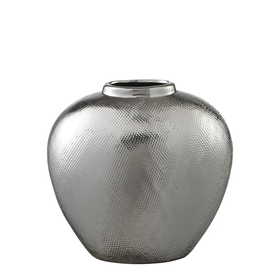 sia-antica-silver-vase-c-ramique-argent-27-cm-grand-brillant image 1
