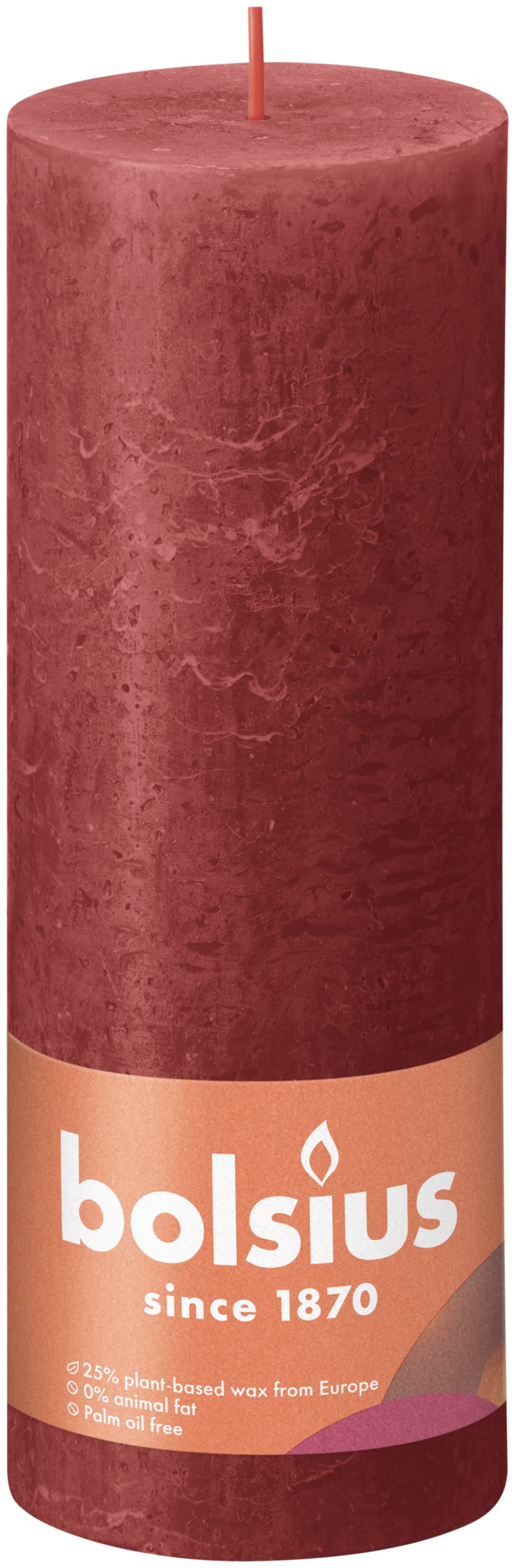 bolsius-bougies-rustiques-19x7cm-bougie-rouge-x4-85h image 4