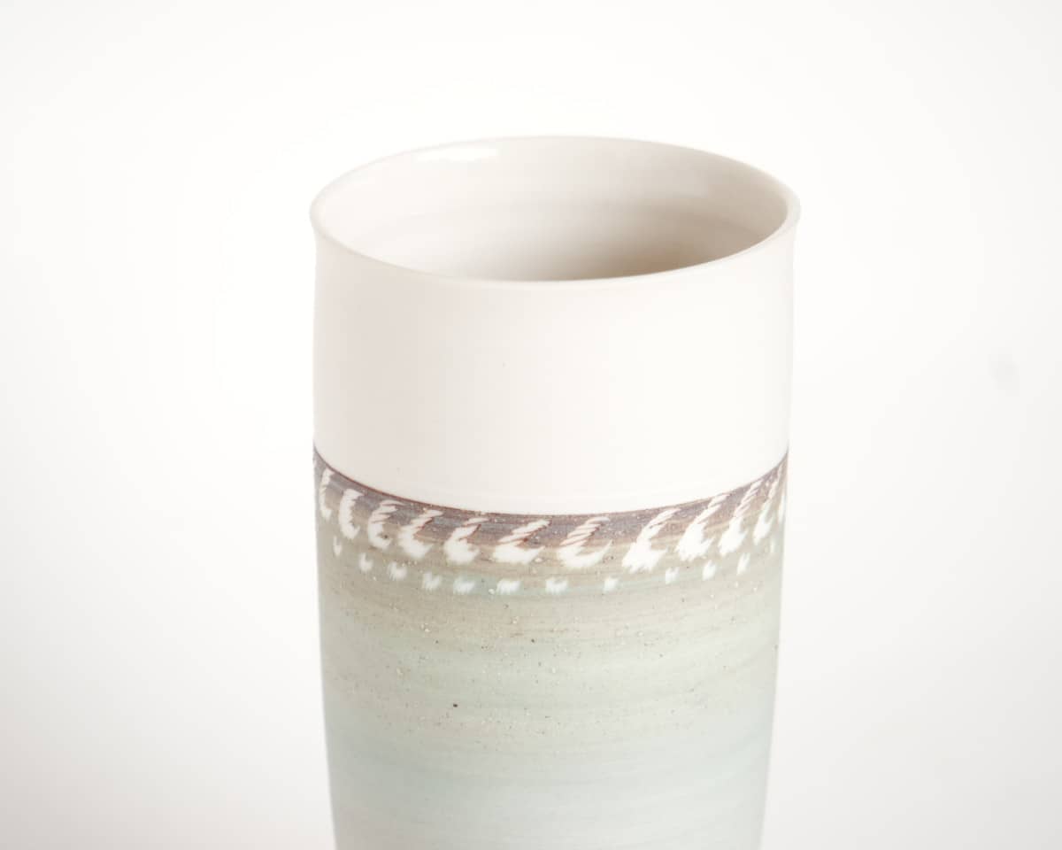 am-cla-vases-vert-bleu-vase-c-ramique-motifs-blancs-13-5-cm image 3