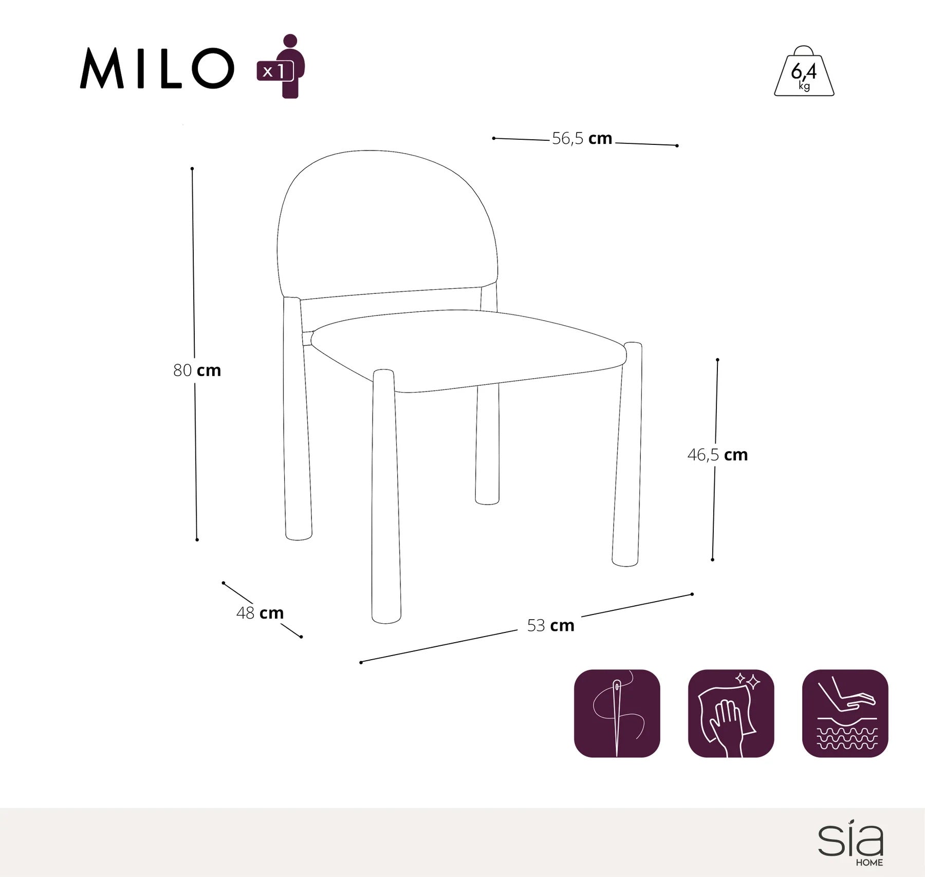 sia-deco-charlie-milo-chaise-salle-manger-cr-me-pieds-bois image 6
