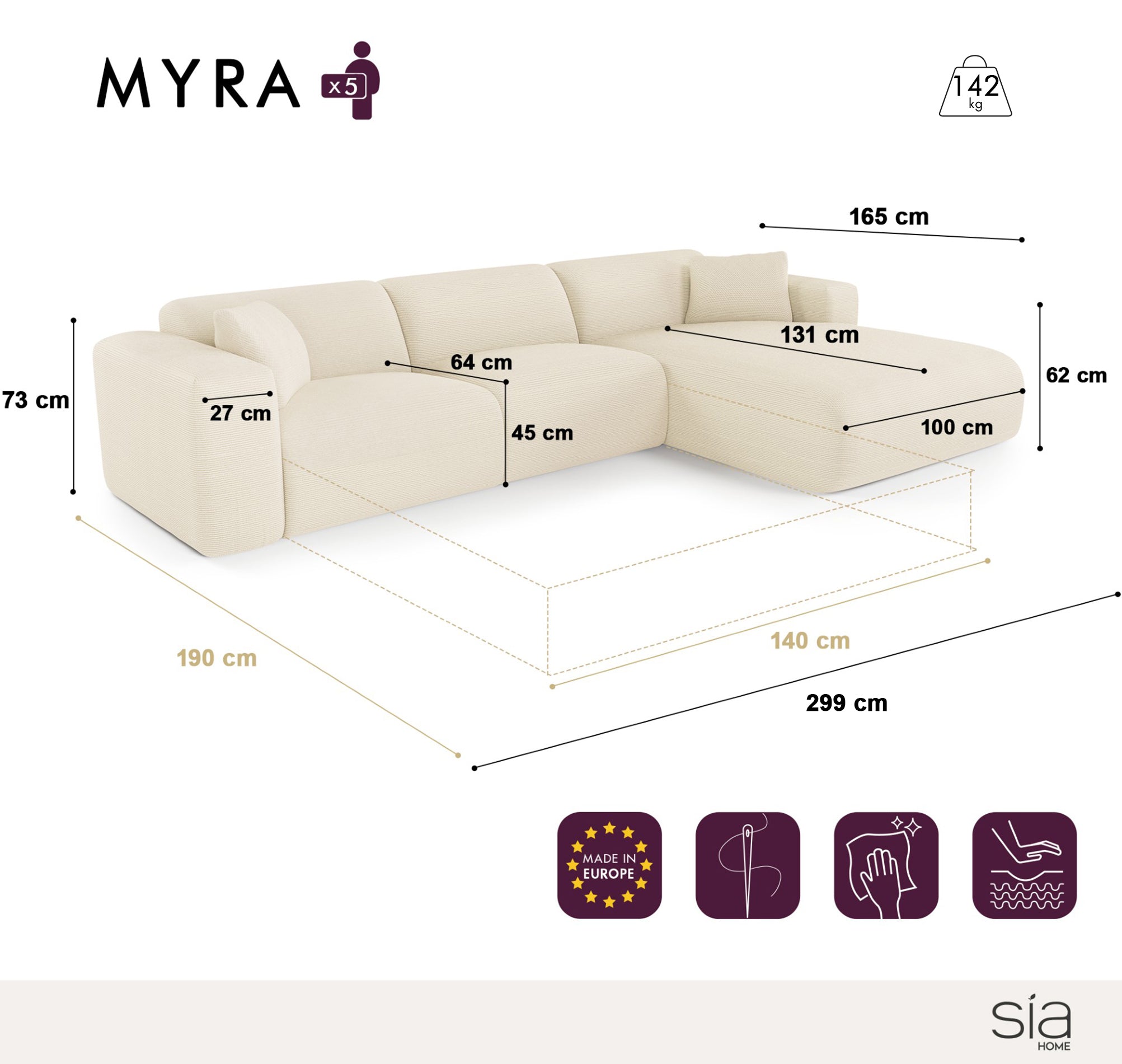 sia-myra-canap-convertible-angle-droit-cr-me-5-places image 7