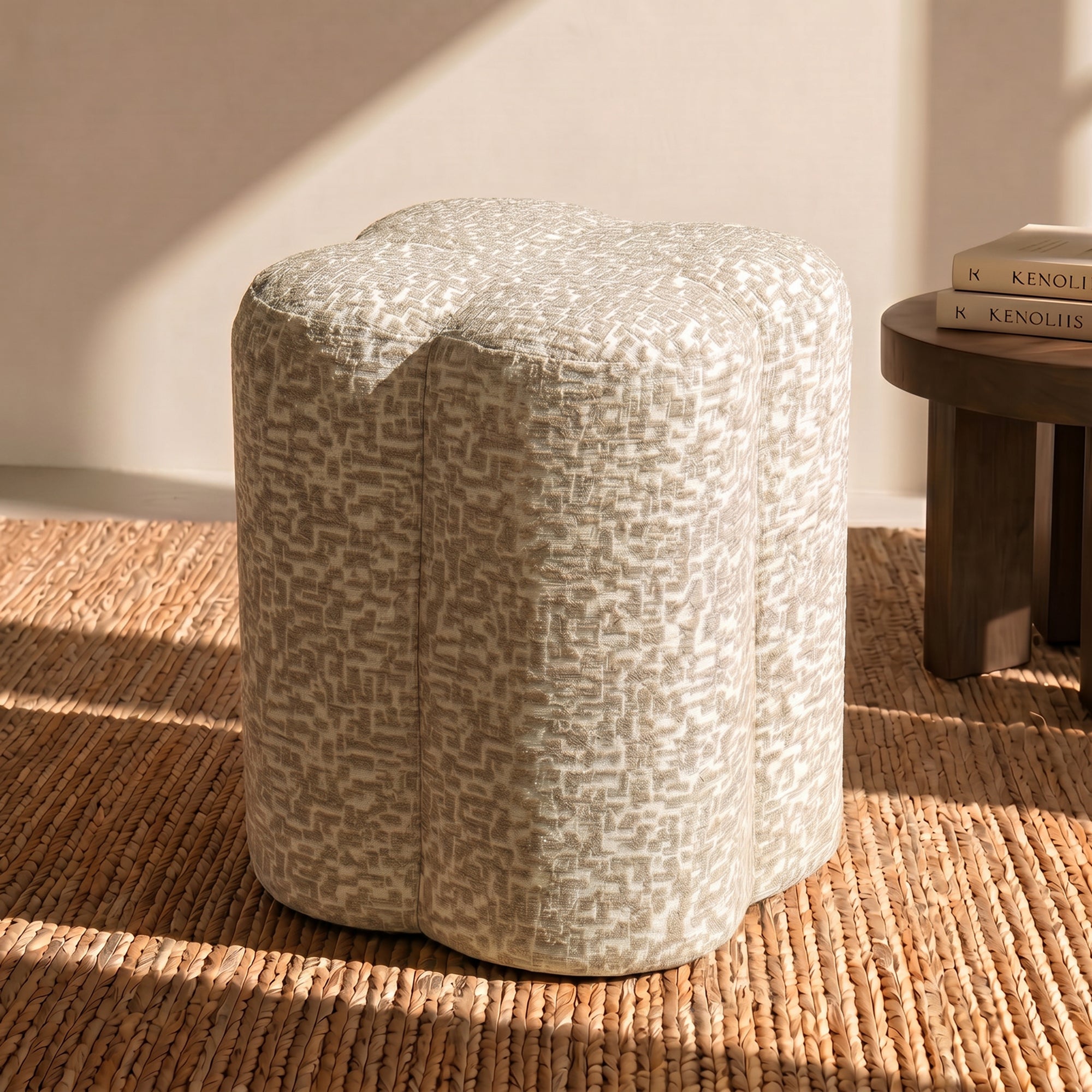 sia-deco-bari-lucky-pouf-tissu-beige-motifs image 2