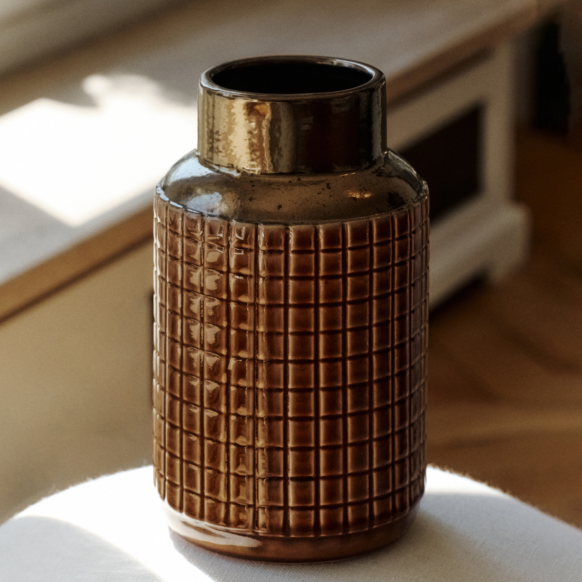 sia-deco-antica-vase-mosa-que-c-ramique-marron-25-cm image 2