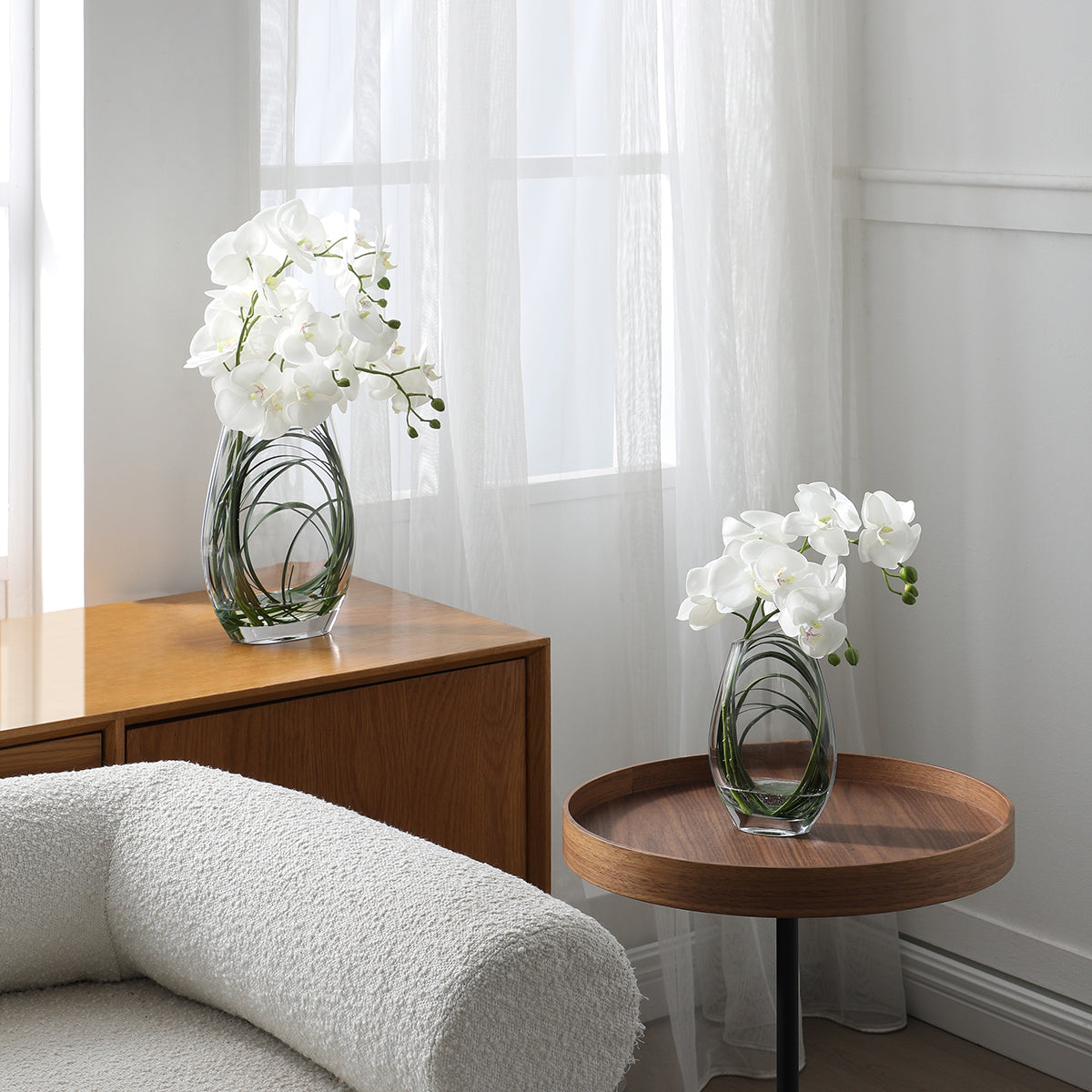 sia-deco-noah-orchid-e-artificielle-vase-transparent-blanc-46cm image 2