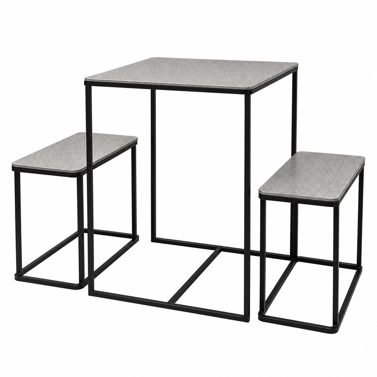 sia-deco-charlie-table-avec-2-bancs-argent-et-noir-fer image 5