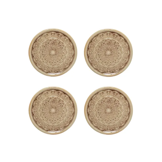 sia-nora-porte-bougies-soucoupes-doily-bougeoir-beige image 1
