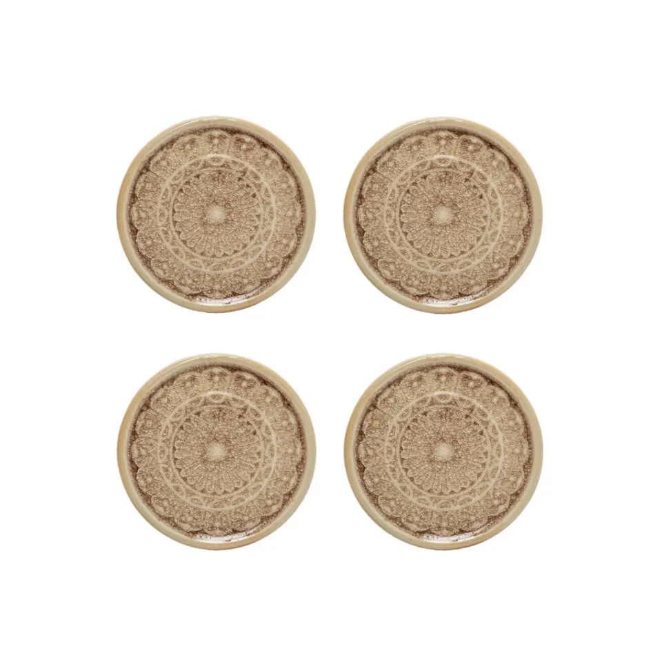 sia-nora-porte-bougies-soucoupes-doily-bougeoir-beige image 1