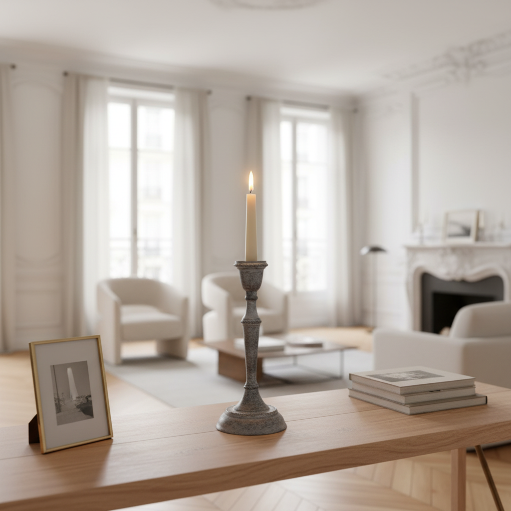 sia-deco-nora-aspen-bougeoir-acier-gris-23-cm image 3