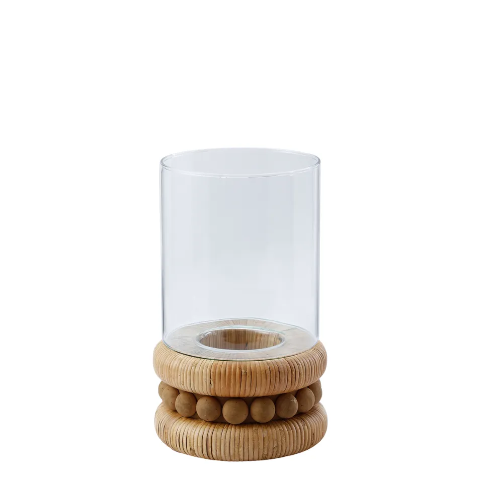sia-nora-porte-bougie-rotin-beige-27-cm-verre image 1