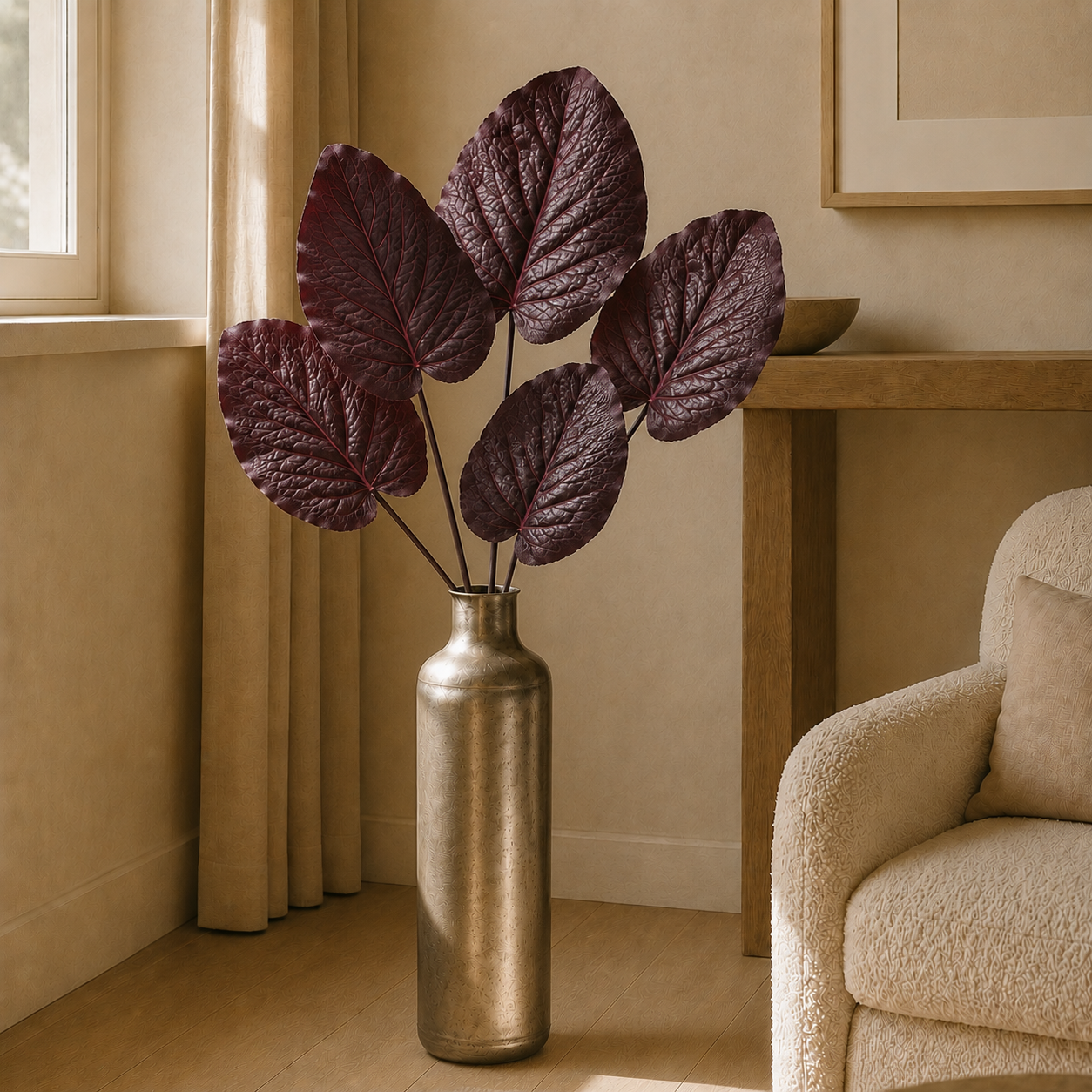 sia-noah-galax-feuille-artificielle-bordeaux-85-cm image 2