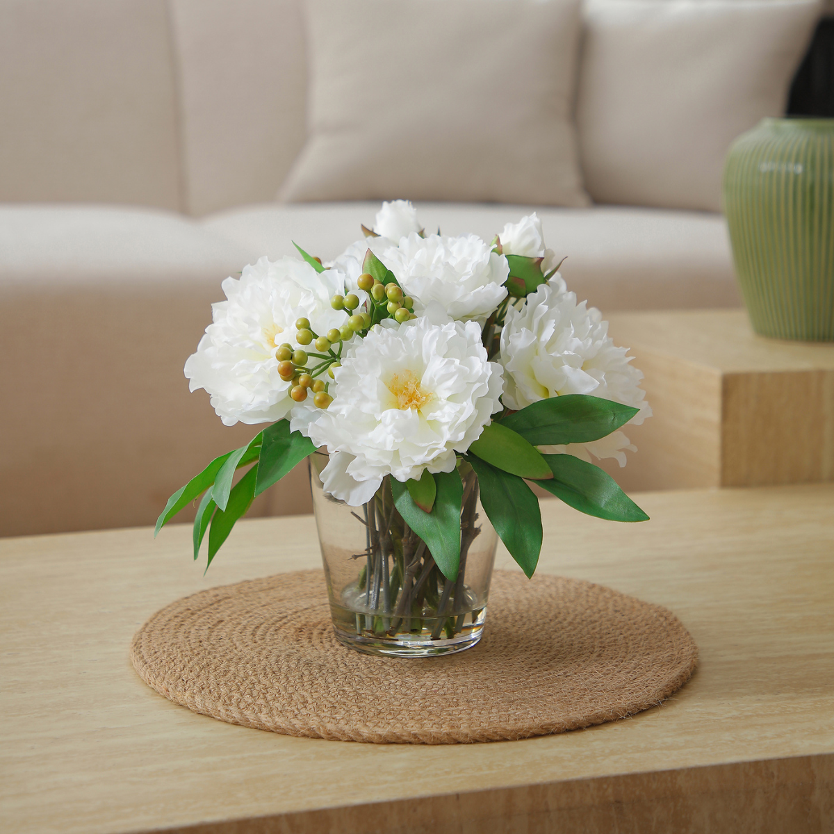 sia-deco-noah-composition-pivoines-fausse-fleur-blanc-26-cm image 3