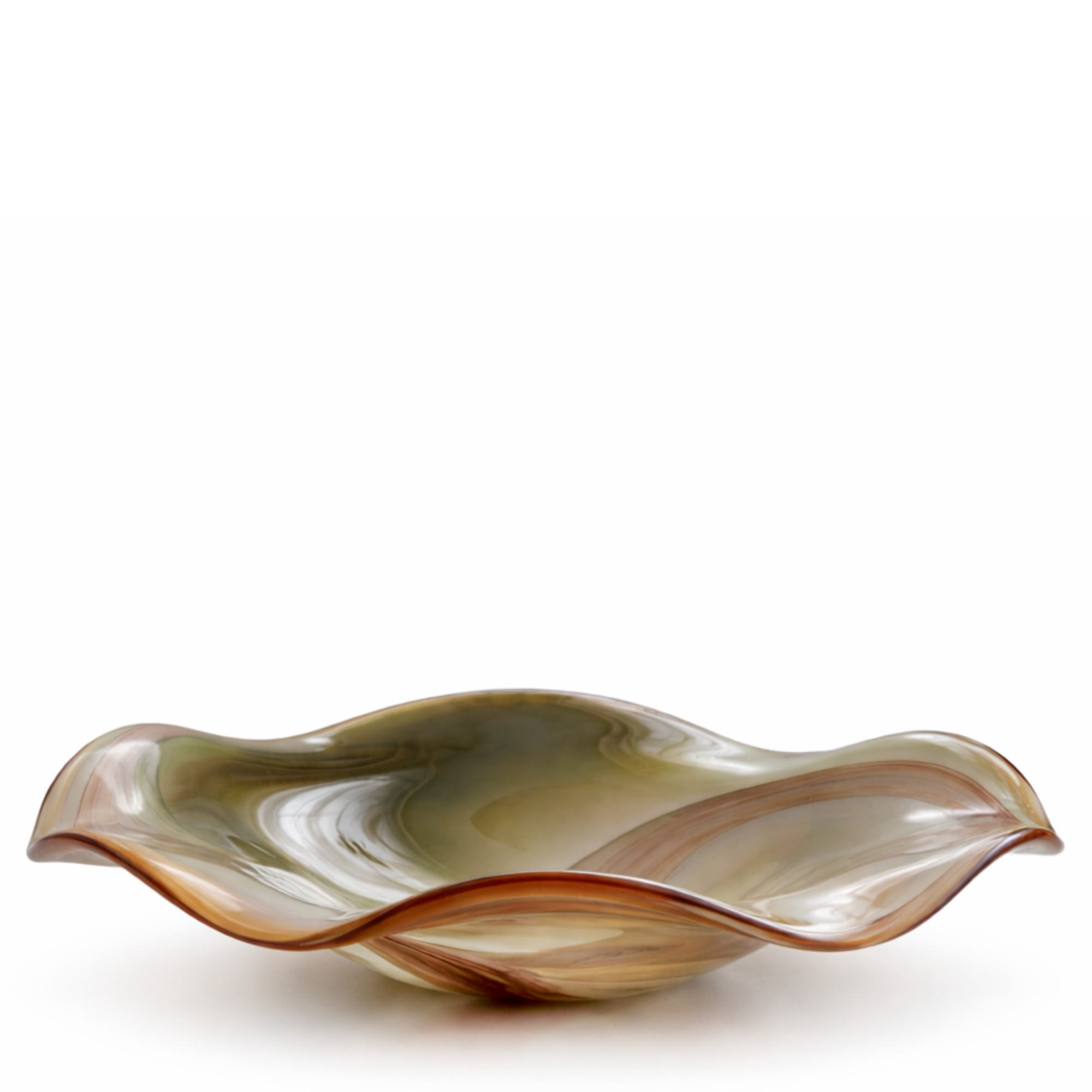 sia-arlo-olivine-coupelle-d-corative-verre-souffl-vert-40-cm image 1