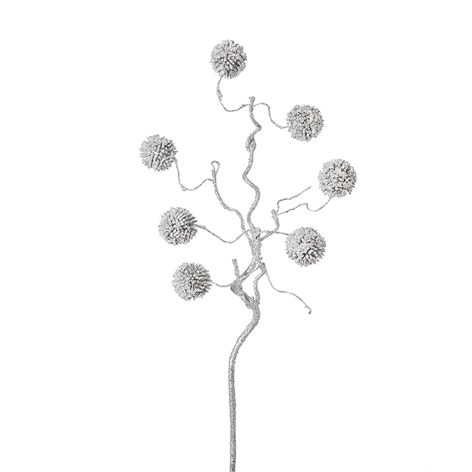 sia-deco-noah-branche-izia-pompons-argent-50-cm image 1