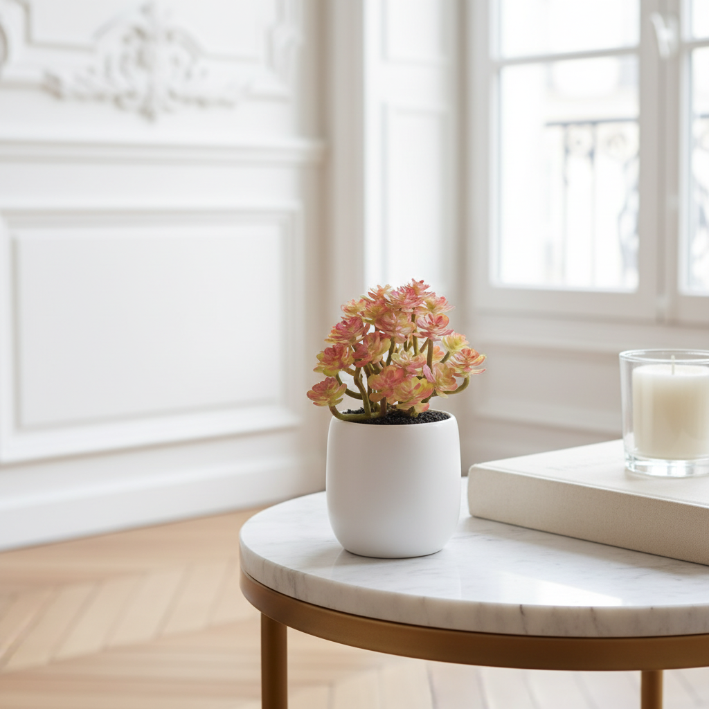 sia-deco-noah-succulente-en-pot-plante-artificielle-orange-vert-12-cm image 2
