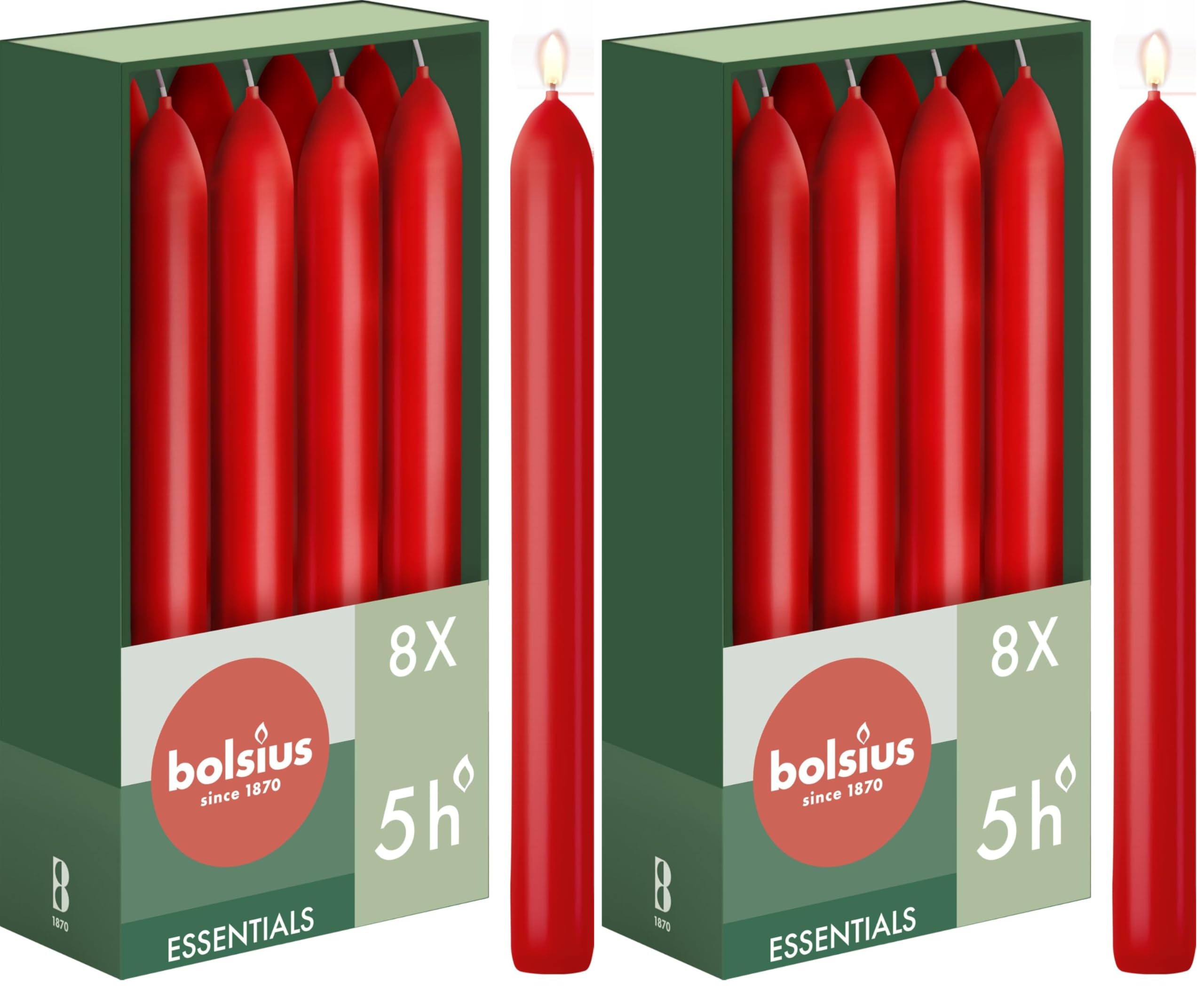 bolsius-essentials-bougie-conique-rouge-17-cm-lot-8-5h image 6