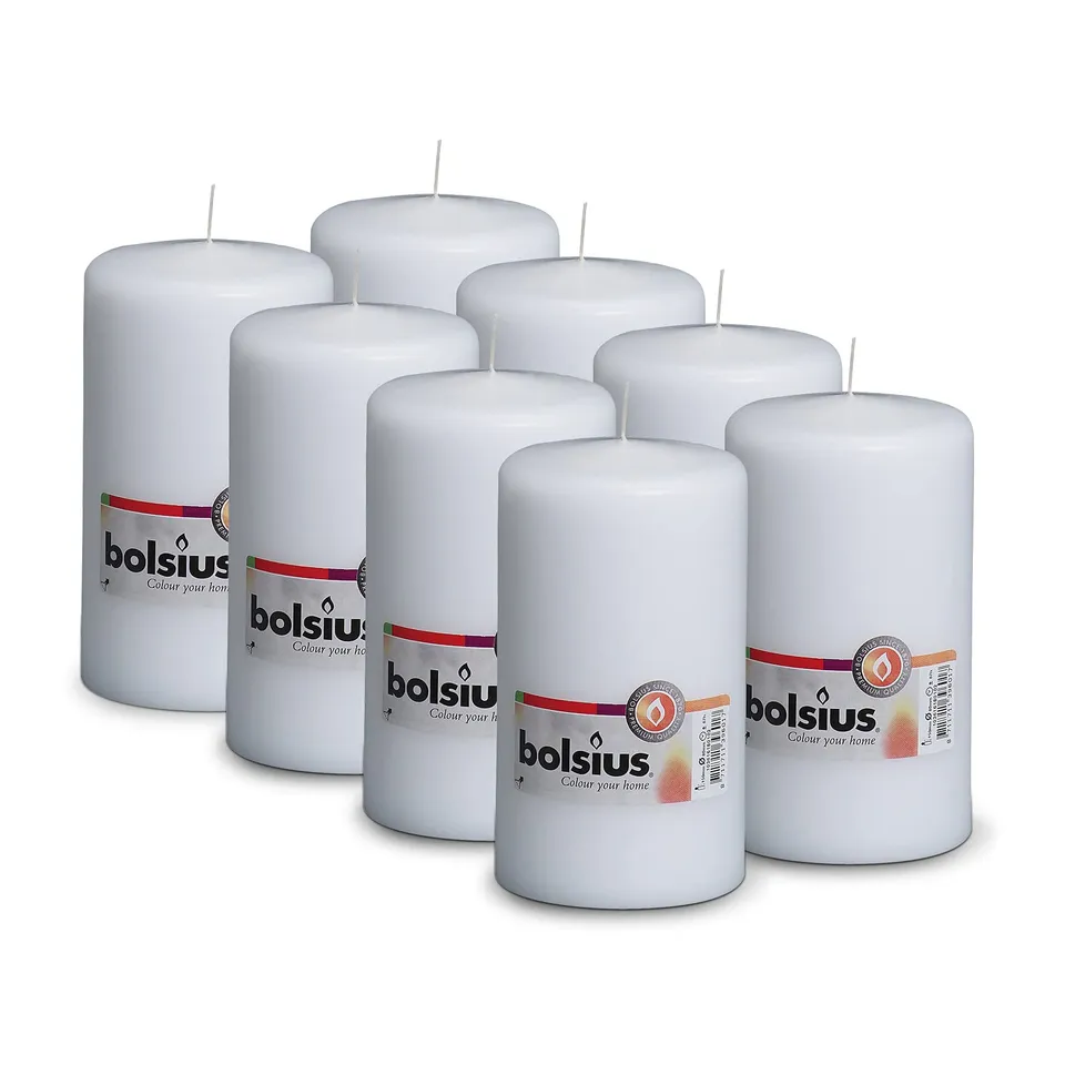 bolsius-bougies-piliers-lisses-blanches-20-cm-lot-8 image 1