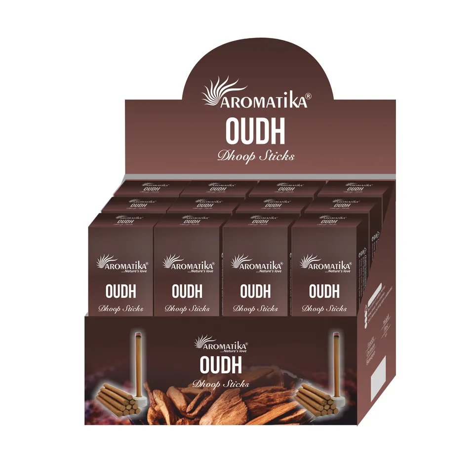 aromatika-dhoop-sticks-b-tons-d-encens-oudh-lot-120-parfum-bois image 1