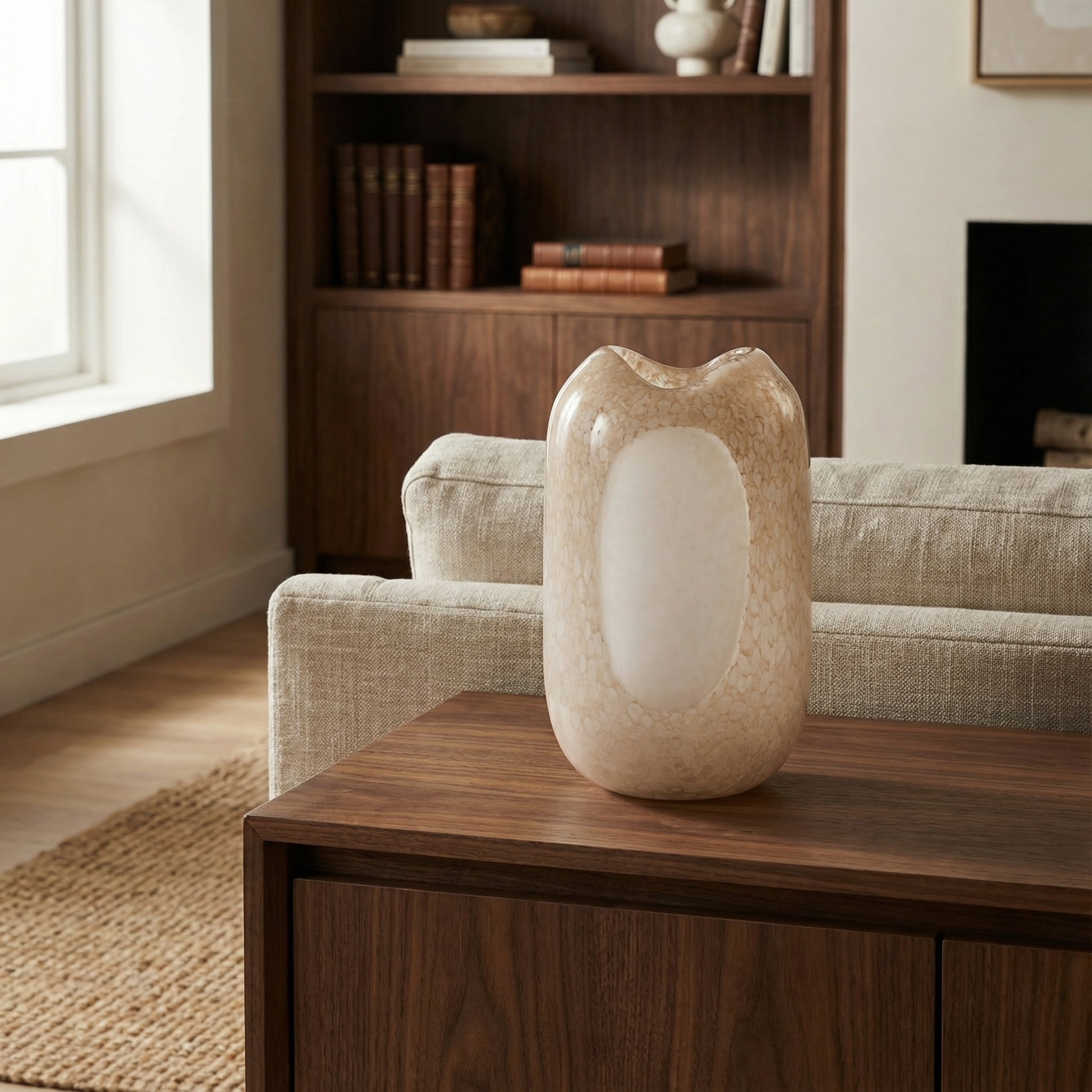 sia-deco-antica-opale-vase-verre-32-cm-beige image 2