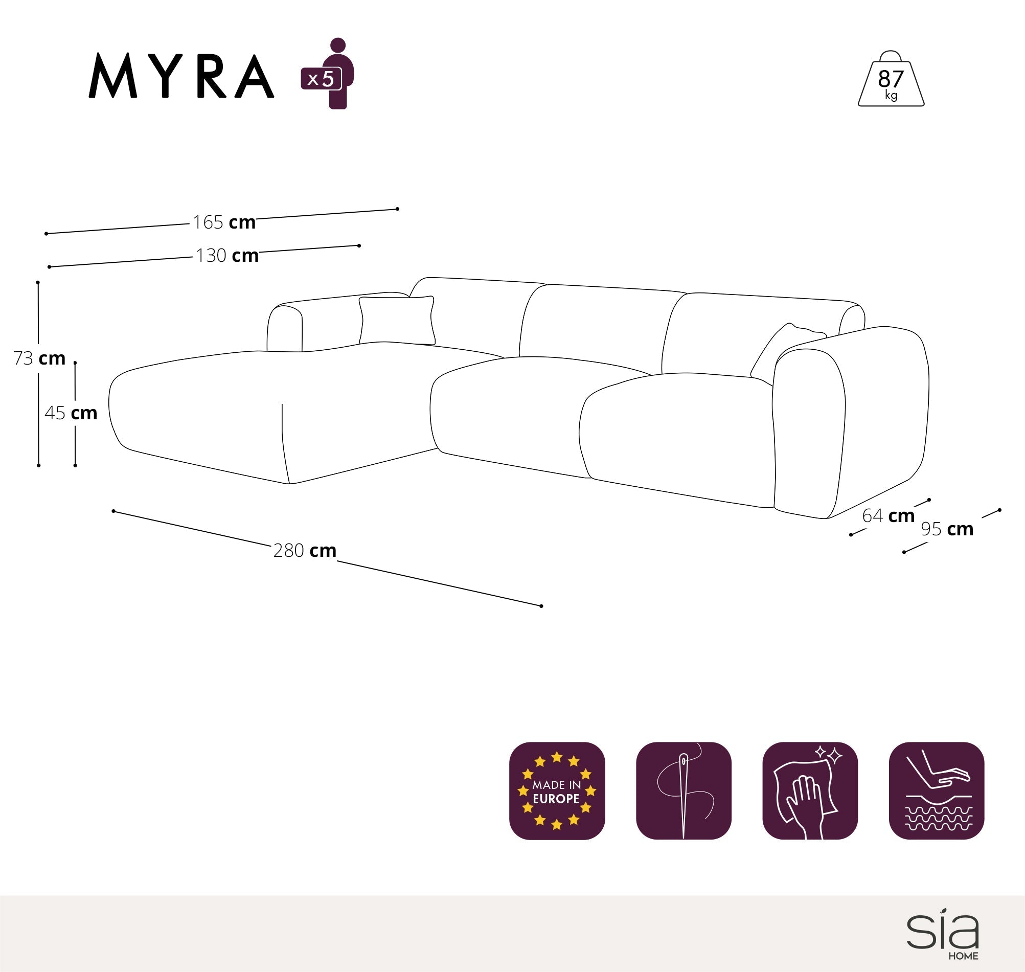 sia-myra-canap-grand-angle-gauche-taupe-5-places-arrondi image 4