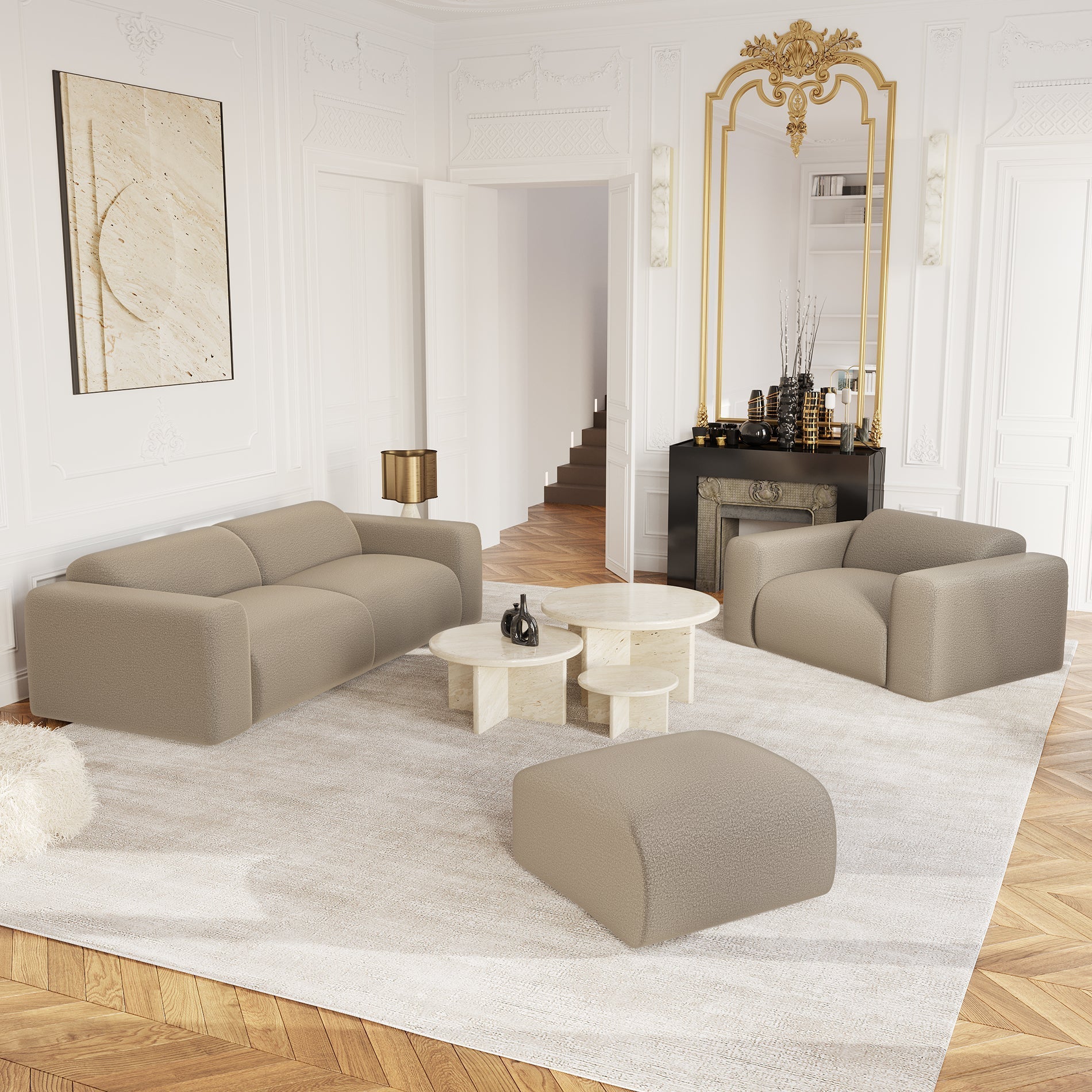 sia-deco-myra-pouf-cr-me-tissu-arrondi image 7