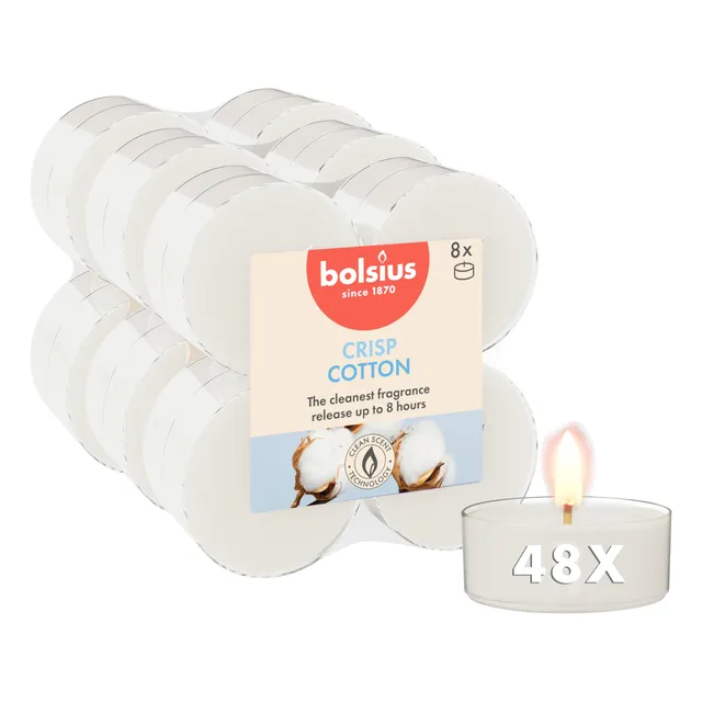 bolsius-fresh-cotton-bougies-chauffe-plat-maxi-48-pi-ces-8h image 1