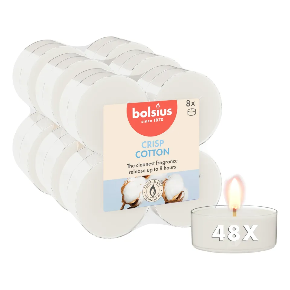 bolsius-fresh-cotton-bougies-chauffe-plat-maxi-48-pi-ces-8h image 1