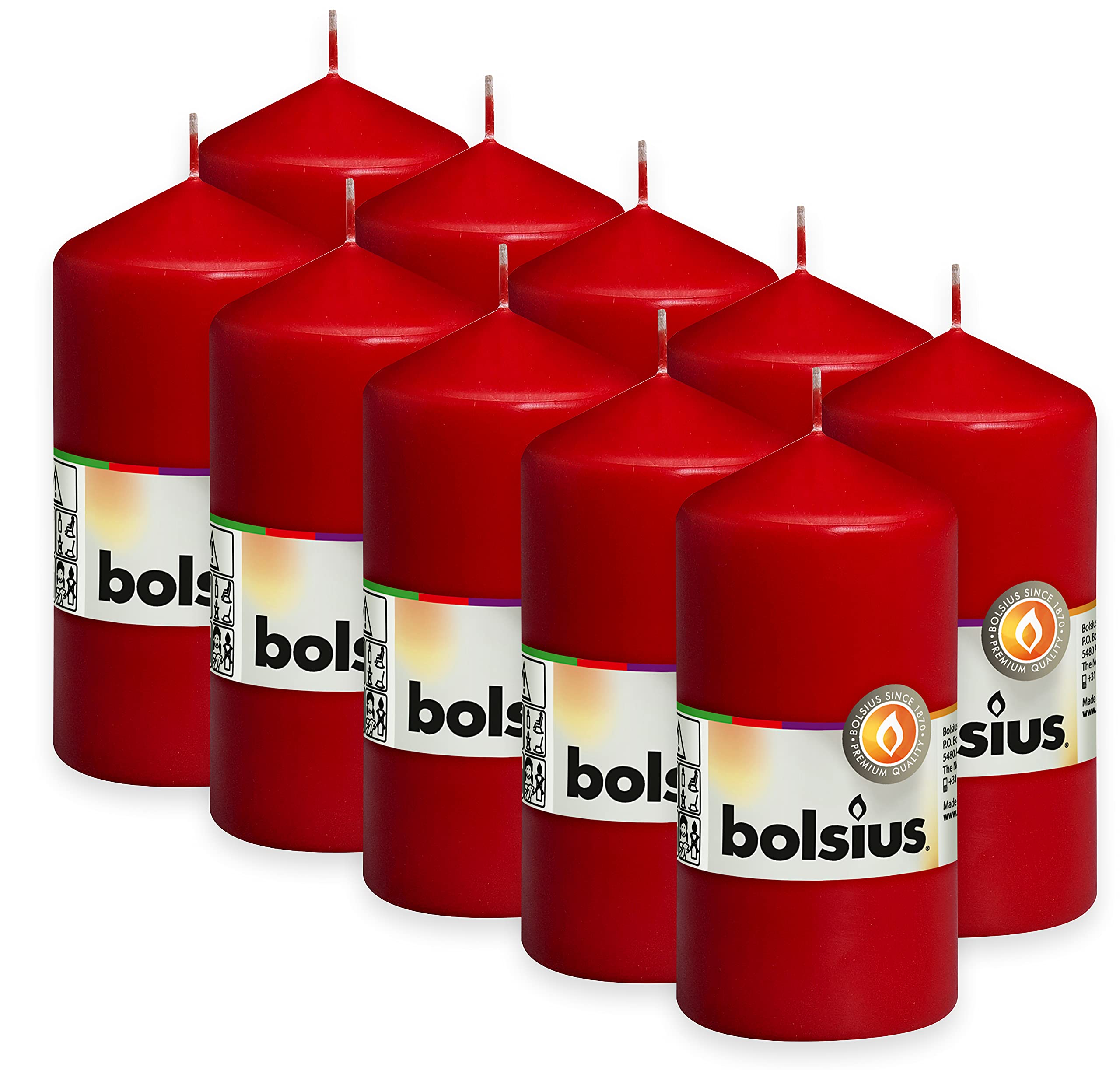 bolsius-bougies-piliers-12x6-cm-bougie-rouge-lot-10-33h image 1