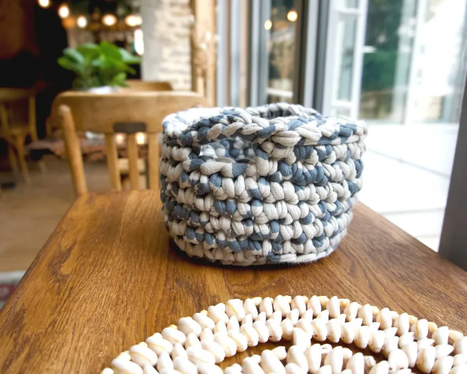 am-cla-paniers-panier-crochet-gris-bleu-anses-coton-18-cm image 1