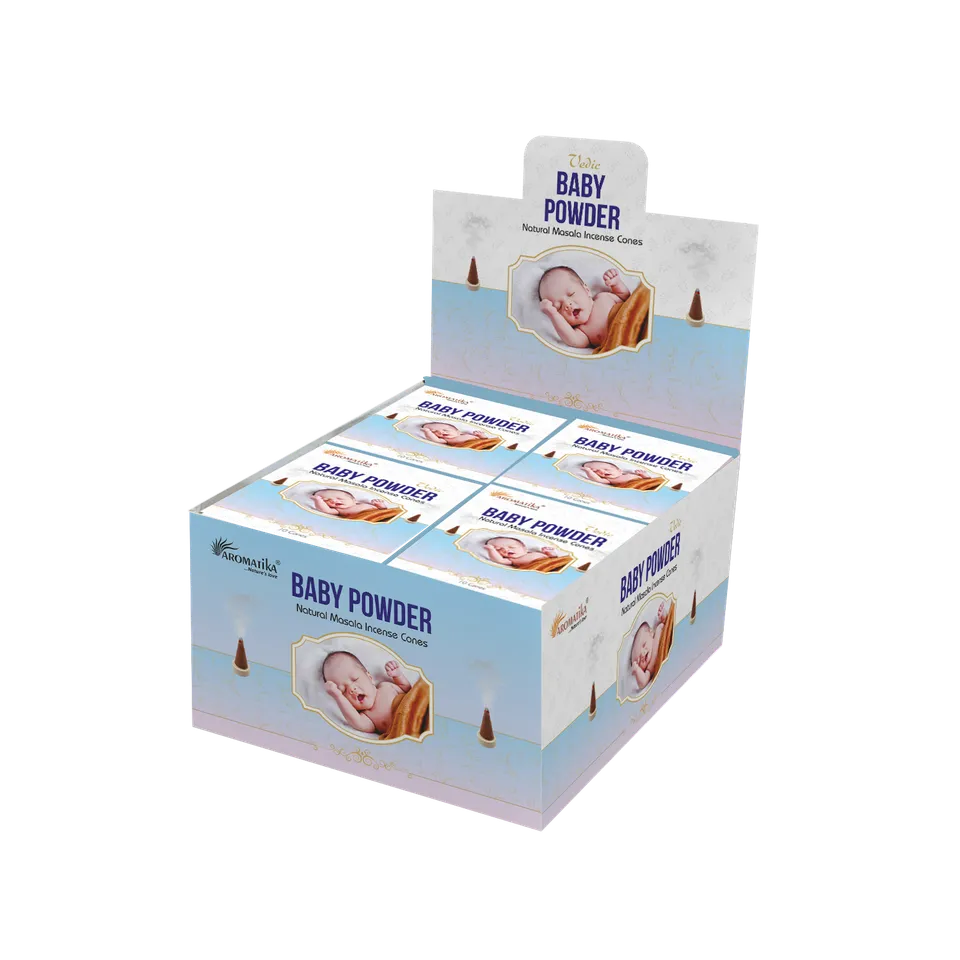 aromatika-vedic-incense-cones-c-nes-encens-baby-powder-120-doux image 1