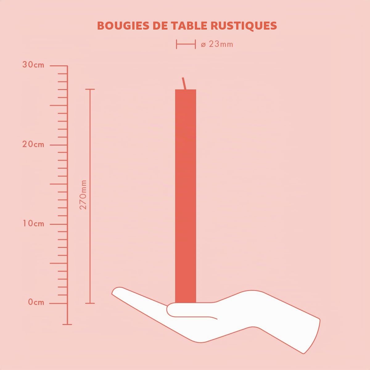 bolsius-rustik-bougies-tiges-rose-27-cm-13h-lot-de-9 image 6