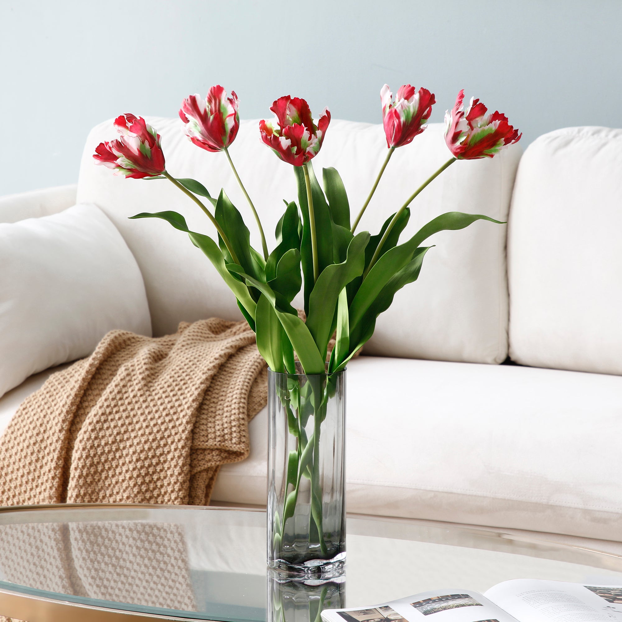 sia-deco-noah-tulipe-perroquet-tige-fleur-rose-63-cm image 8