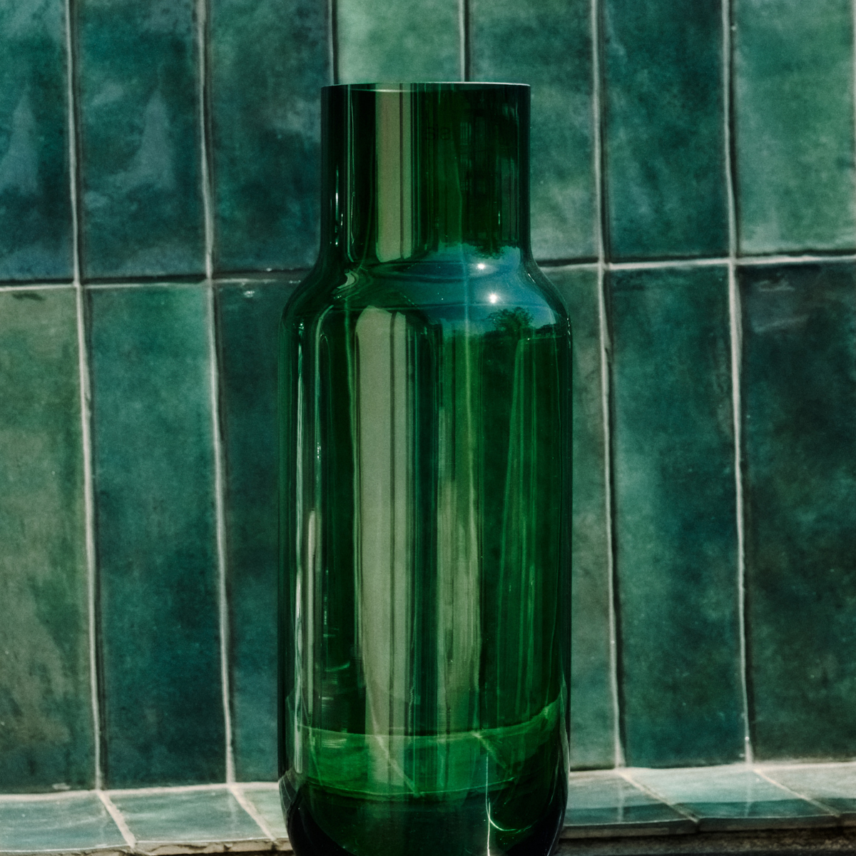 sia-antica-vase-bottle-42-cm-bleu-verre-transparent image 2