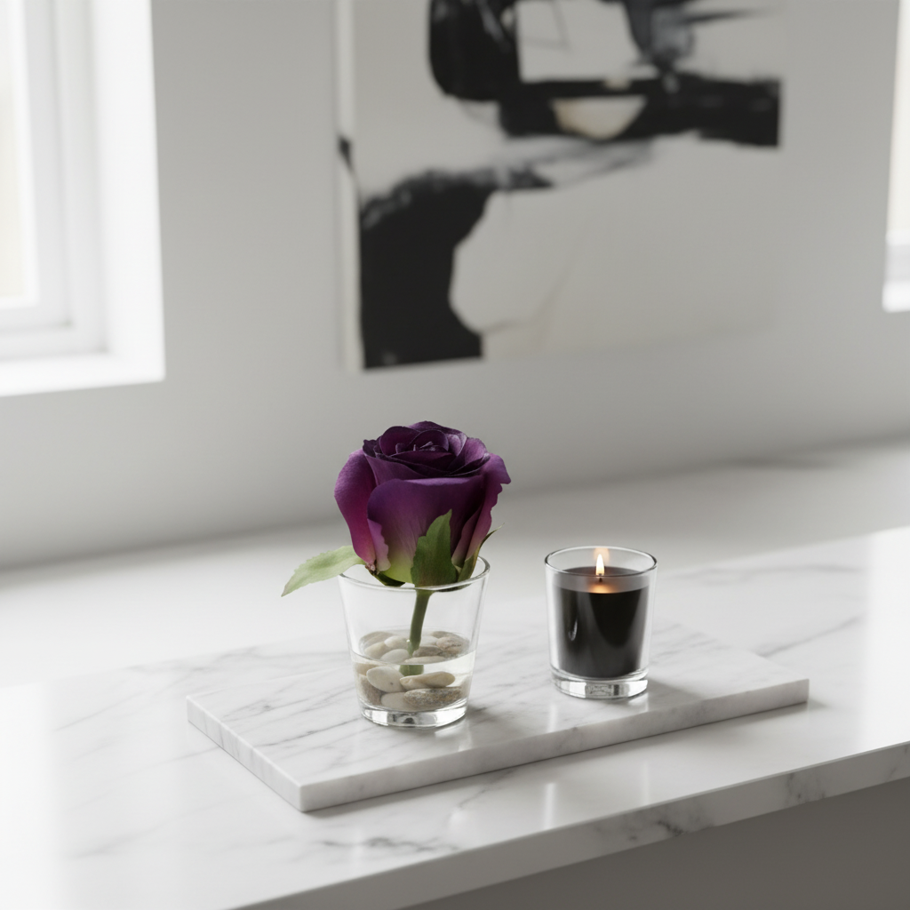 sia-noah-rose-stones-fleur-artificielle-violette-pot-verre-12-cm image 2
