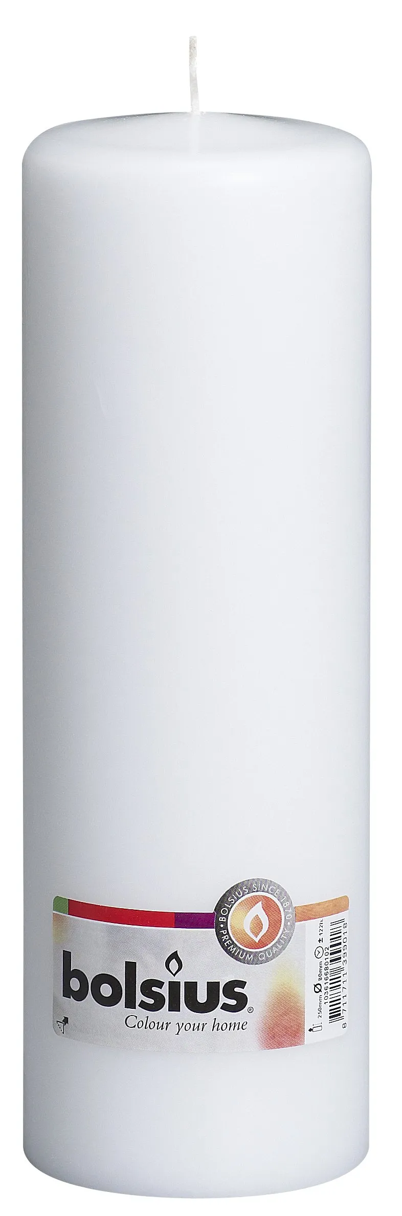 bolsius-bougies-piliers-25cm-lot-8-bougie-blanche-115h image 1