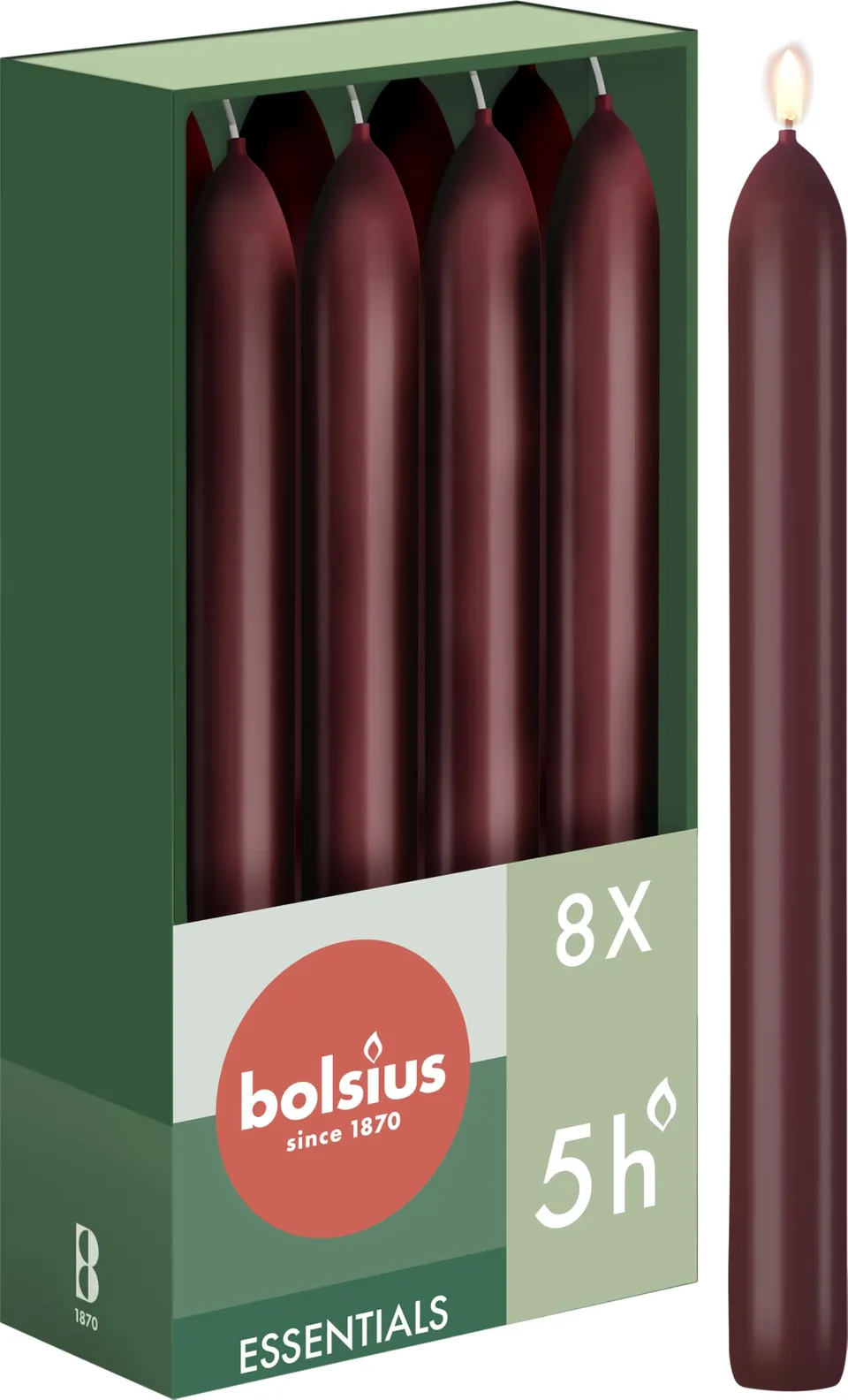 bolsius-essentials-bougie-d-ner-rouge-bordeaux-17-cm-lot-8 image 1