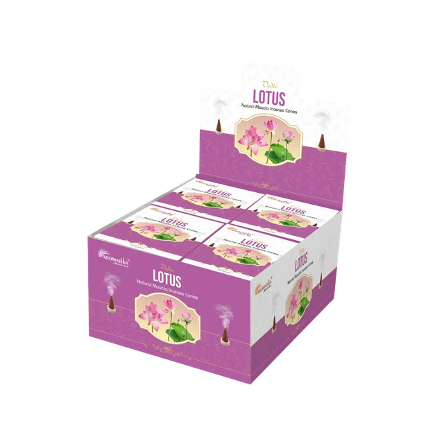 aromatika-vedic-incense-cones-lotus-c-nes-d-encens-120-pi-ces image 1