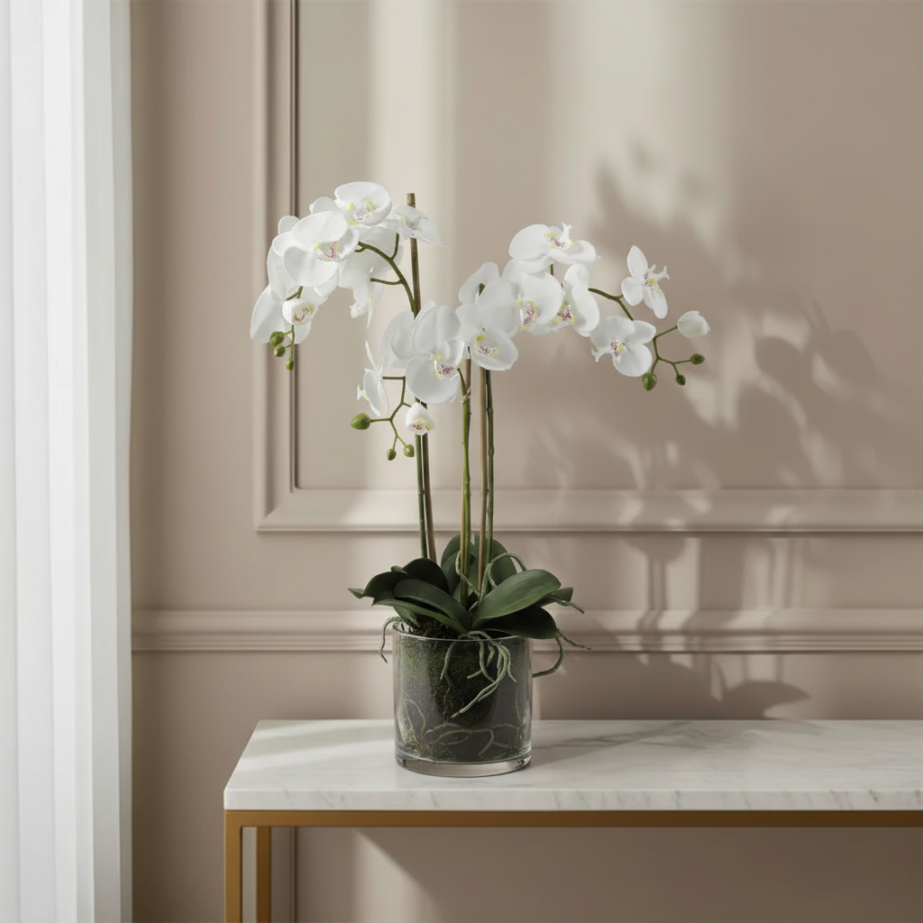 sia-noah-orchid-e-artificielle-terre-75-cm-blanc-phalaenopsis image 2