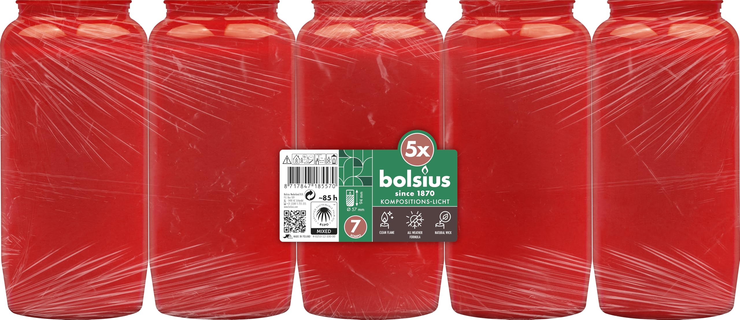 bolsius-momento-bougie-fun-raire-rouge-lot-5-45h image 5