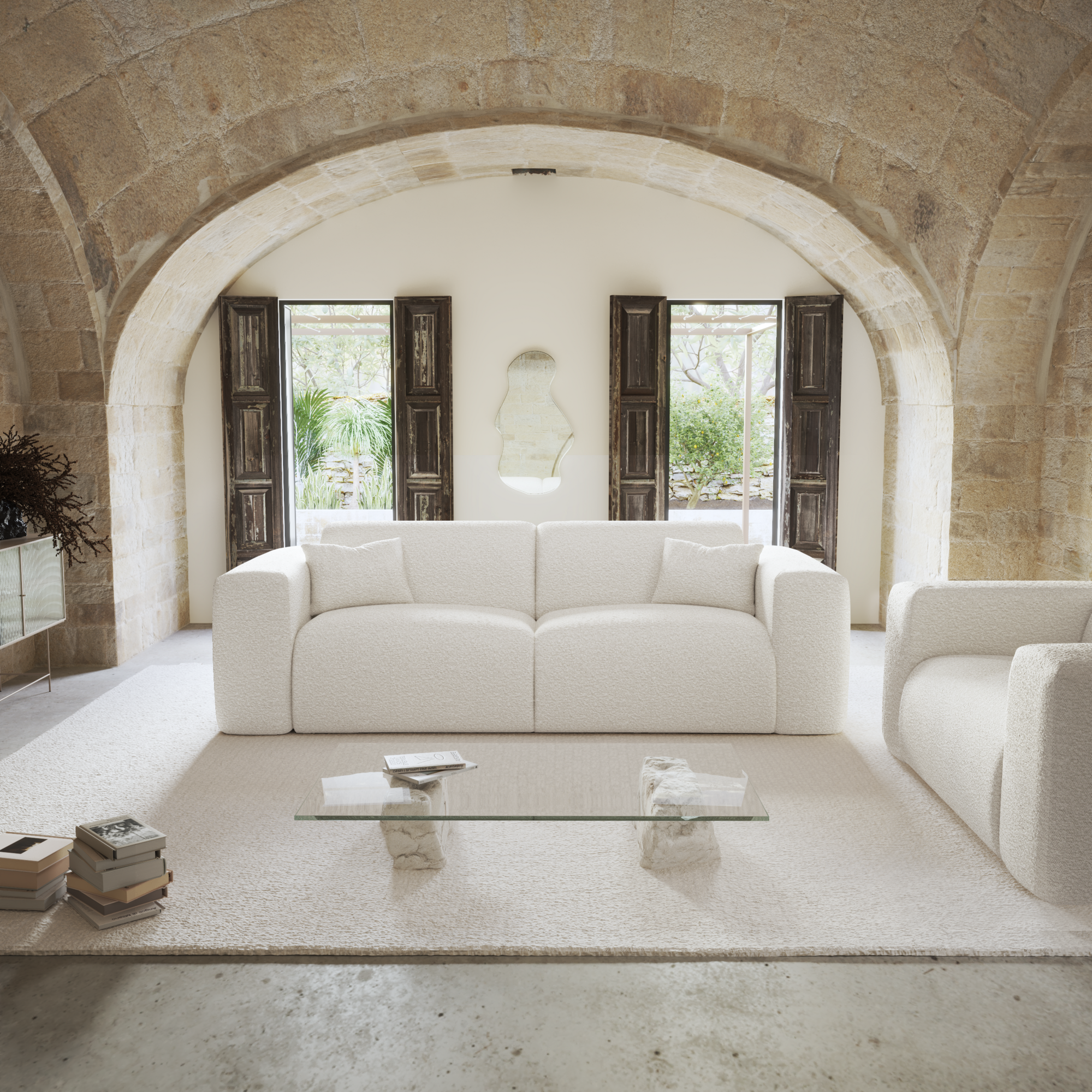 sia-myra-canap-convertible-cr-me-tissu-arrondi image 2
